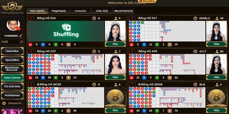 DG Casino 69VN đa dạng bàn cược Rồng hổ đỉnh cao